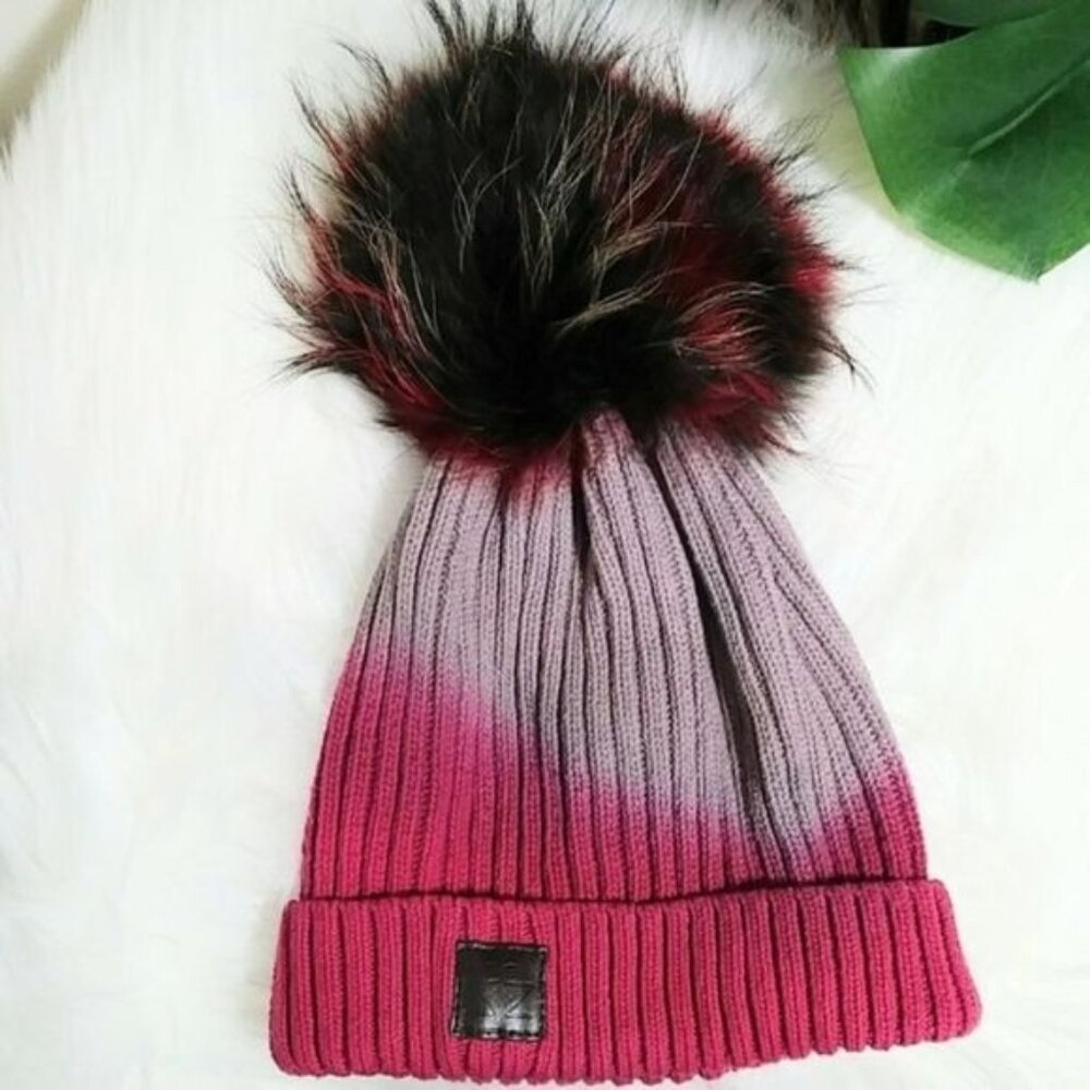 Zubii Hat beannie Hat Real Fur Pom Pom Ski Snow Snowboard